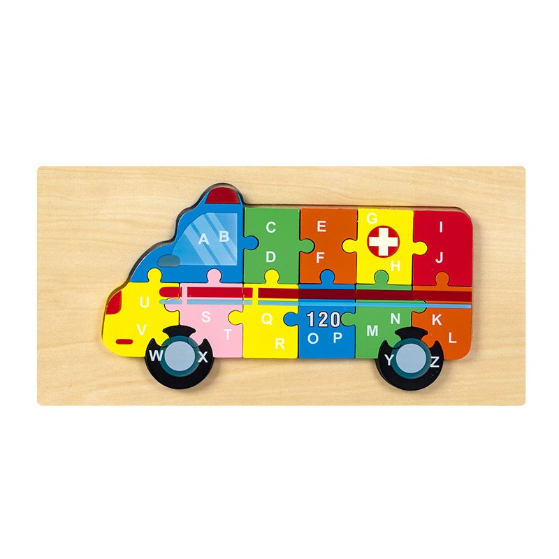 Wooden Jigsaw Puzzle Toys Children'S Early Education Alphabet Cognitive Puzzle Three-Dimensional Buckle Puzzle Building Blocks Educational Toys - Image 1